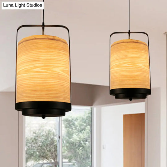 Modern Cylindrical Pendant Lamp 1 Light - Fabric White/Red/Green Dining Room Hanging Fixture