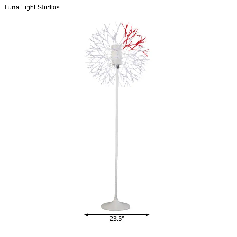 Modern Dandelion-Shaped Floor Lamp - Sleek Metal Design 1 Head Radiates Romantically In White For