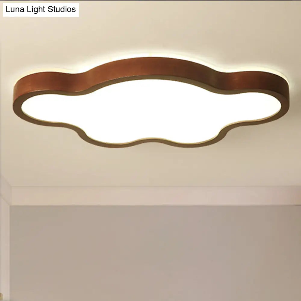 Modern Dark Brown Cloud Ceiling Lamp With Led Acrylic Flush Mount Lighting - 19.5/25 Width