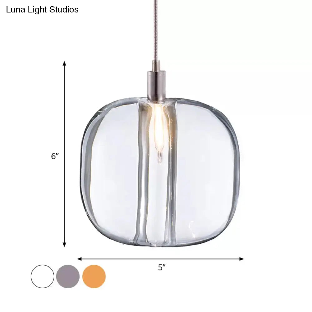 Modern Designer Drum Suspension Pendant - Mirrored Clear/Amber/Smoke Glass 1 Light Hanging Lamp