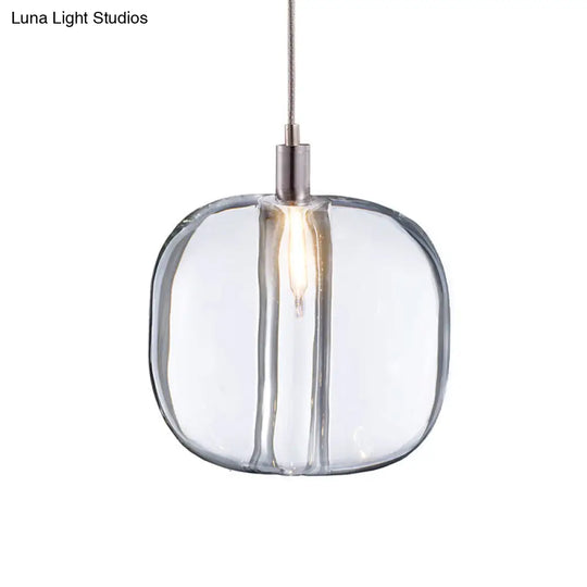 Mirrored Glass Designer Drum Pendant Lamp With Clear/Amber/Smoke Finish - 1 Light Hanging Fixture