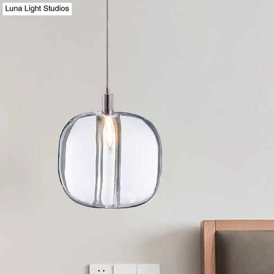 Mirrored Glass Designer Drum Pendant Lamp With Clear/Amber/Smoke Finish - 1 Light Hanging Fixture