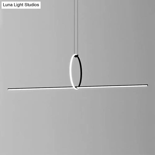 Modern Designer Line Art Pendant Ceiling Light With Led Island Lighting For Dining Room Black