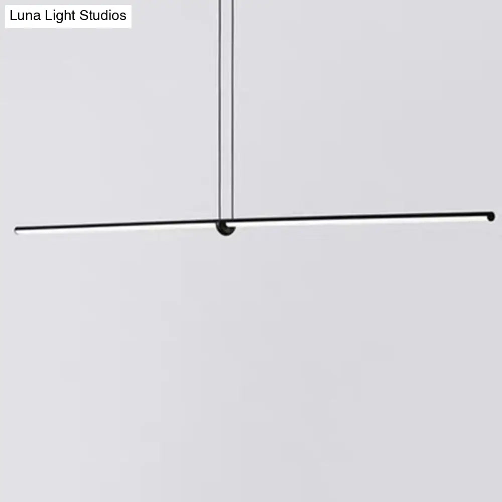 Modern Designer Line Art Pendant Ceiling Light With Led Island Lighting For Dining Room Black