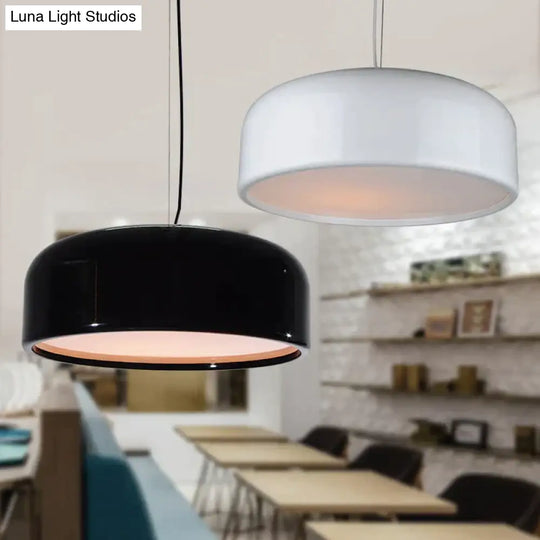 Modern Dia35/48/60Cm White/Black Lampshade Metal Pendant Lamp Round Simple Iron Loft Light With E27