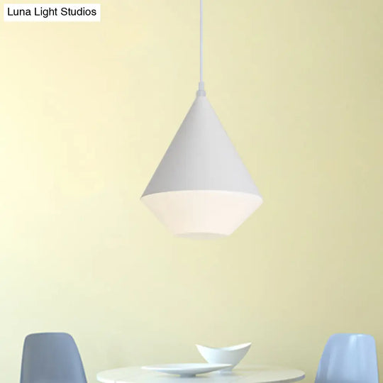 Diamond Led Acrylic Pendant Light Fixture - Modern White Suspension Lamp For Dining Table