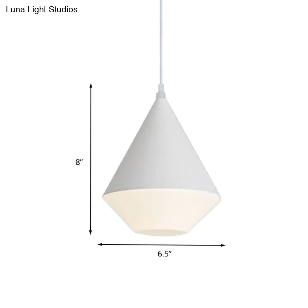 Diamond Led Acrylic Pendant Light Fixture - Modern White Suspension Lamp For Dining Table