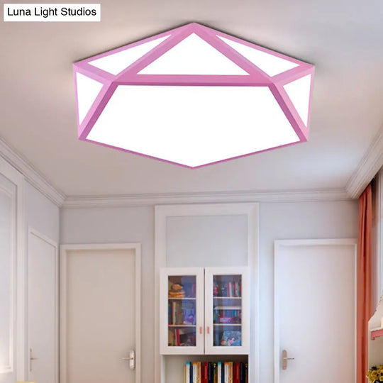 Modern Diamond Flush Mount Ceiling Light - Acrylic Fixture For Living Room Pink