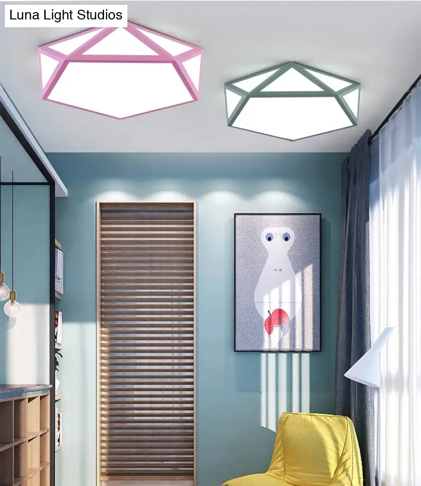 Modern Diamond Flush Mount Ceiling Light - Acrylic Fixture For Living Room