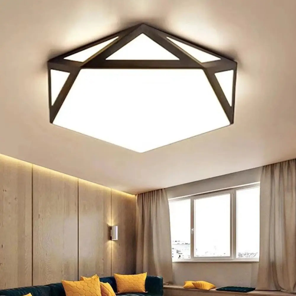 Modern Diamond Flush Mount Ceiling Light - Acrylic Fixture For Living Room Black