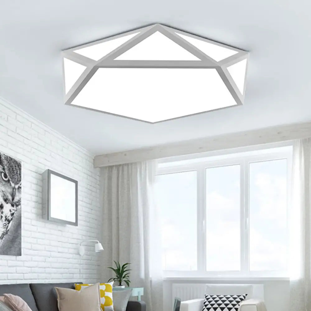 Modern Diamond Flush Mount Ceiling Light - Acrylic Fixture For Living Room White