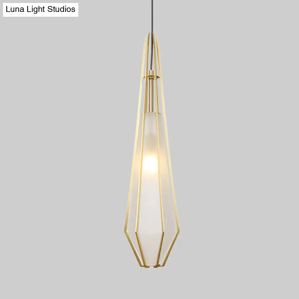 Modern Green/White Glass Diamond Pendant Light - 5/6.5/10 Width 1-Light Office Hanging Ceiling