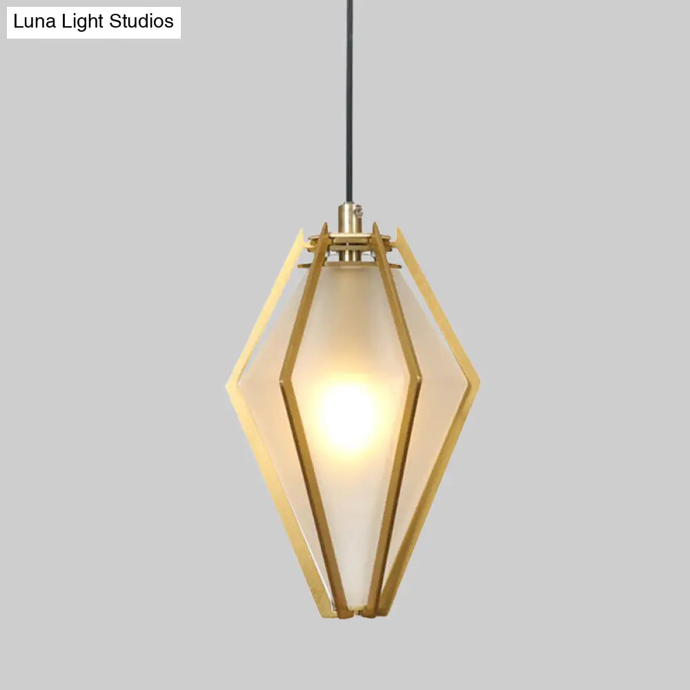 Modern Green/White Glass Diamond Pendant Light - 5/6.5/10 Width 1-Light Office Hanging Ceiling