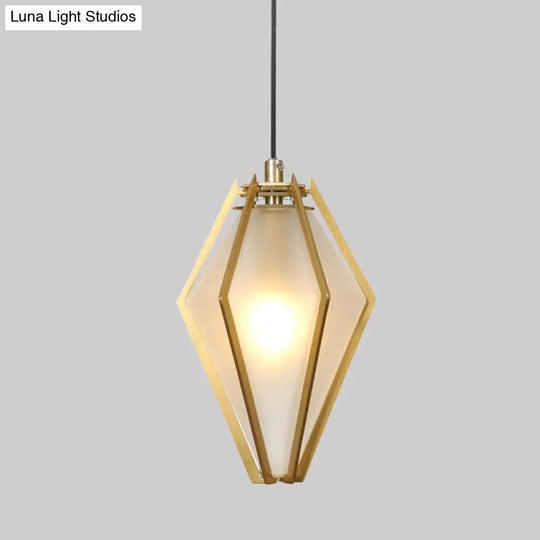 Modern Green/White Glass Diamond Pendant Light - 5/6.5/10 Width 1-Light Office Hanging Ceiling