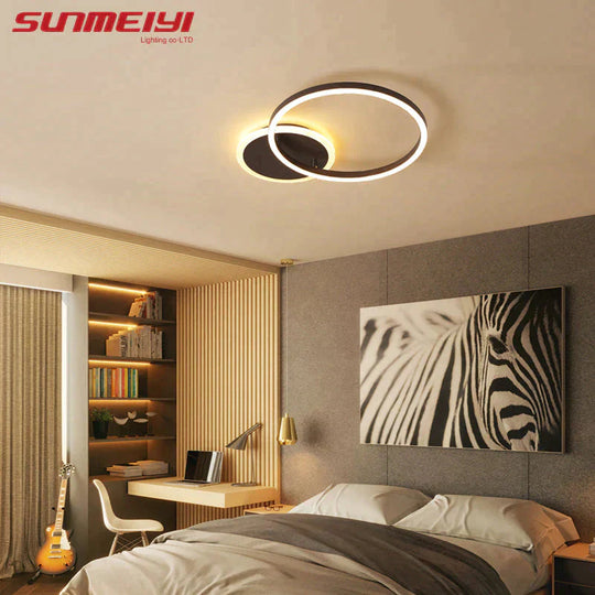 Modern Dimmable Led Ceiling Lights Brown Rings Lighting For Kitchen Bedroom Industrial Home Decor