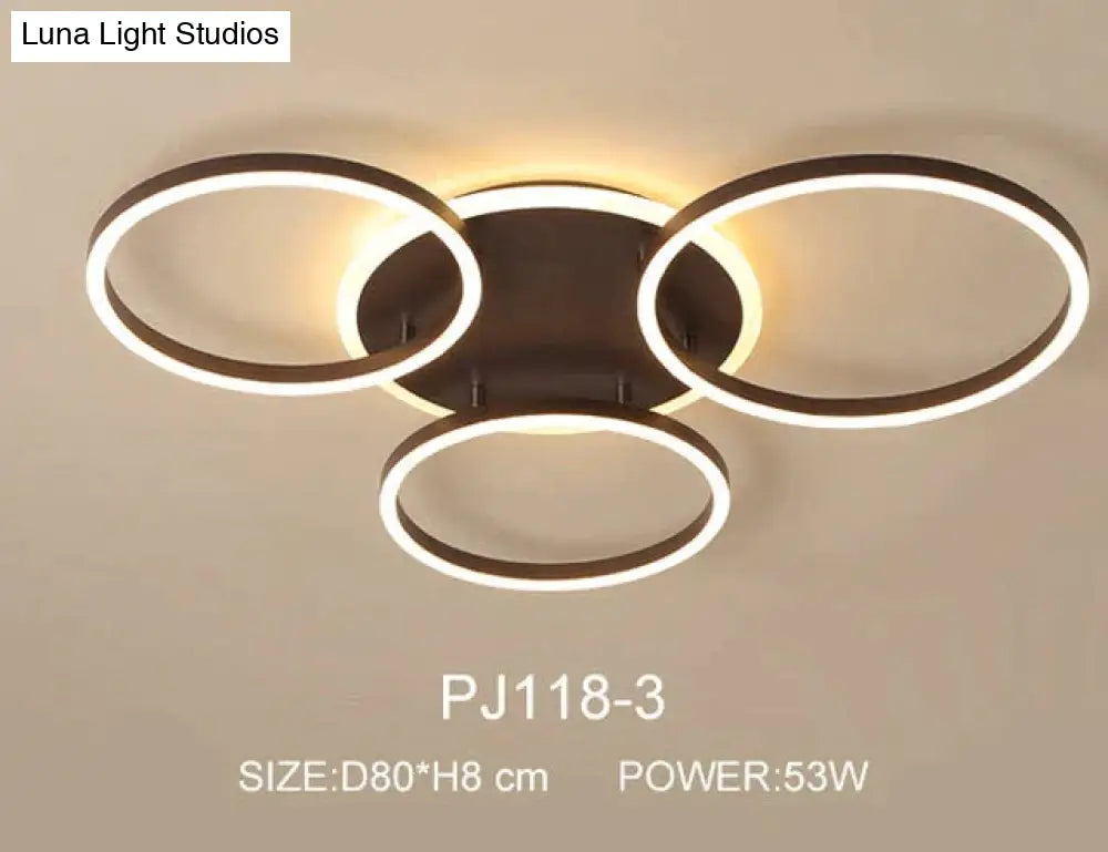 Modern Dimmable Led Ceiling Lights Brown Rings Lighting For Kitchen Bedroom Industrial Home Decor