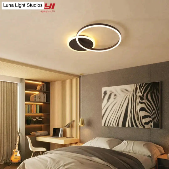 Modern Dimmable Led Ceiling Lights Brown Rings Lighting For Kitchen Bedroom Industrial Home Decor