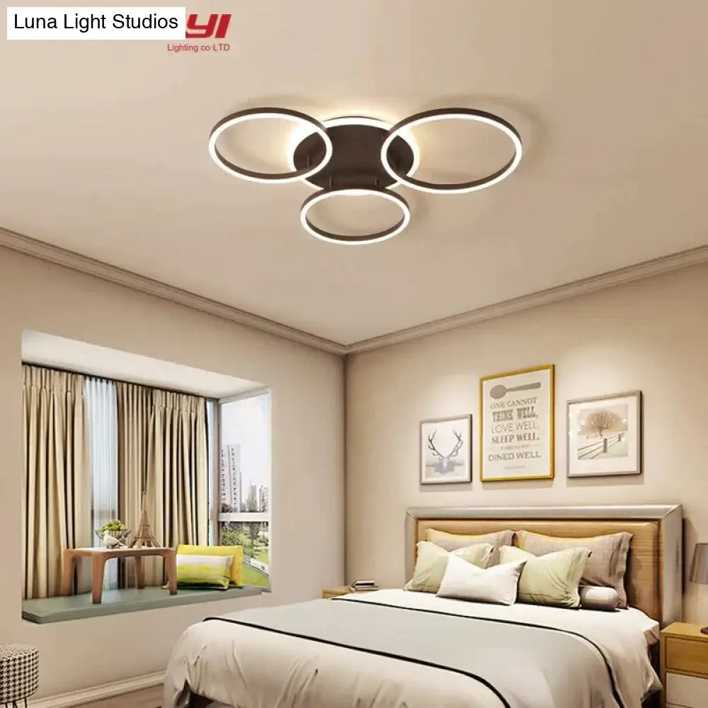 Modern Dimmable Led Ceiling Lights Brown Rings Lighting For Kitchen Bedroom Industrial Home Decor