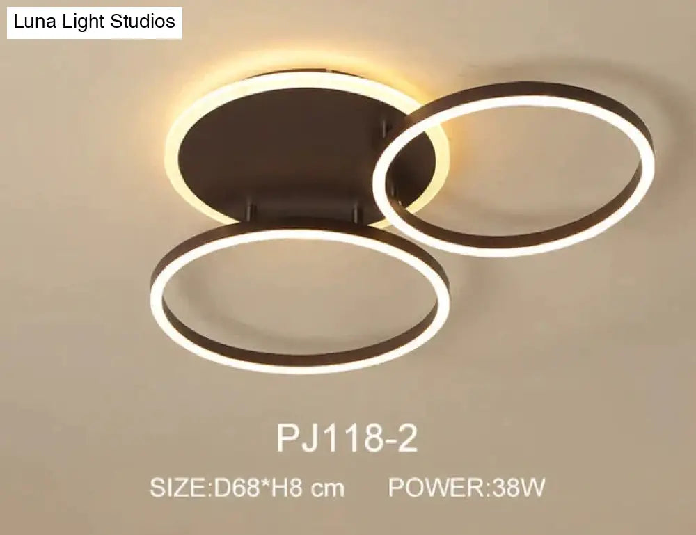 Modern Dimmable Led Ceiling Lights Brown Rings Lighting For Kitchen Bedroom Industrial Home Decor