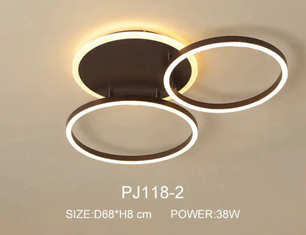 Modern Dimmable Led Ceiling Lights Brown Rings Lighting For Kitchen Bedroom Industrial Home Decor