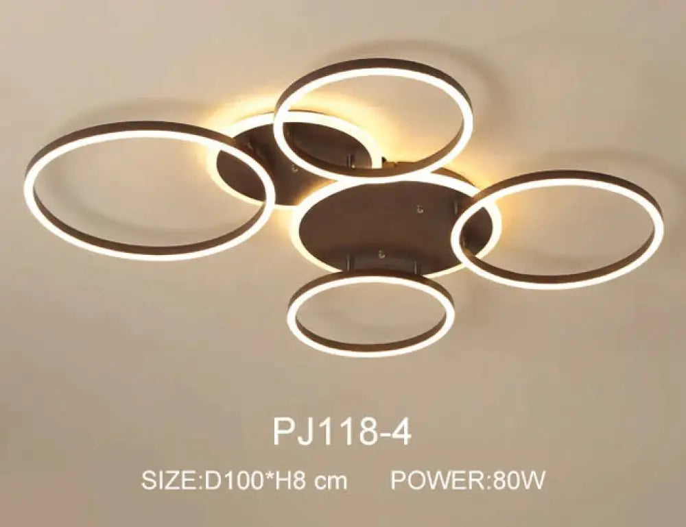 Modern Dimmable Led Ceiling Lights Brown Rings Lighting For Kitchen Bedroom Industrial Home Decor