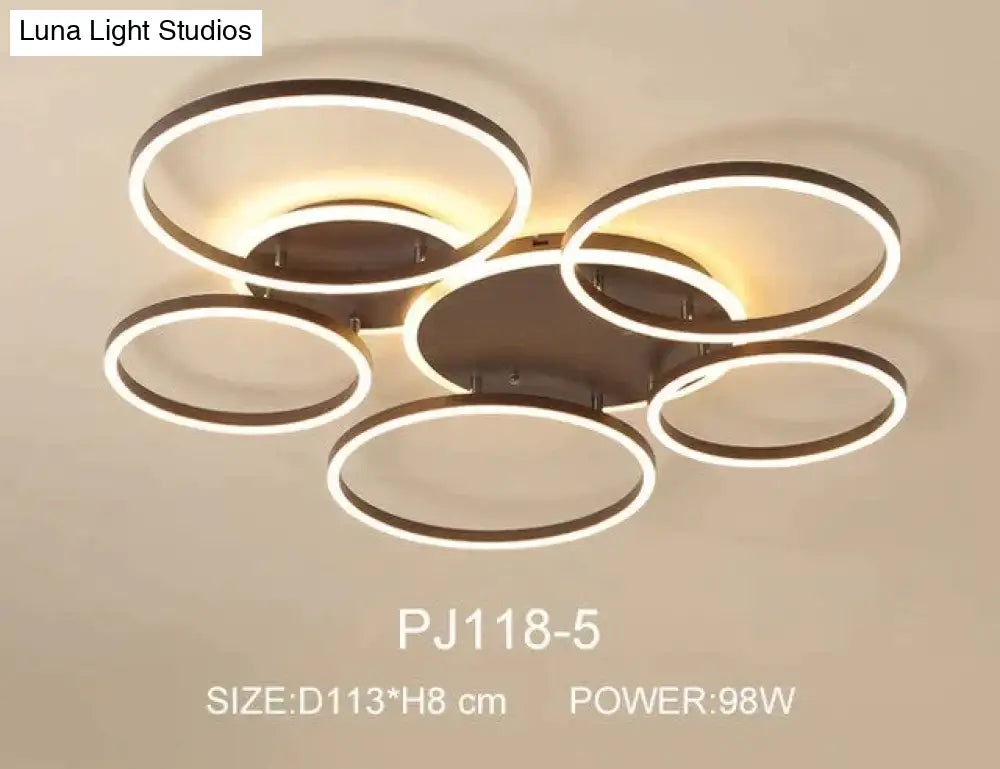 Modern Dimmable Led Ceiling Lights Brown Rings Lighting For Kitchen Bedroom Industrial Home Decor