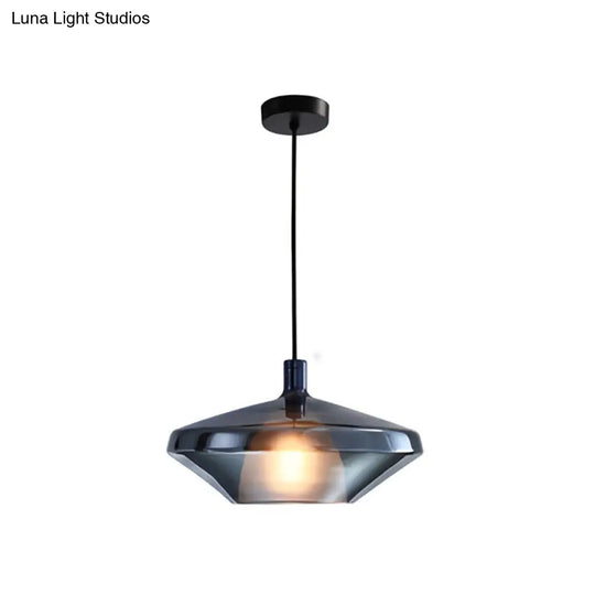 Modern Pendulum Light With Geometry Glass Shade: Perfect For Dining Room Blue
