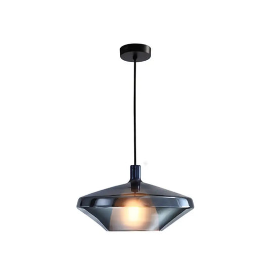 Modern Dining Room Pendant Light With Geometric Glass Shade Blue