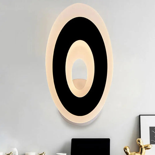 Modern Disk Led Wall Sconce Light Fixture In Black/White With Warm/White Lighting Black / White