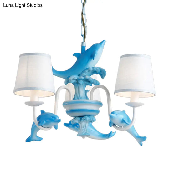 Modern Dolphin Chandelier With Fabric Shade For Dining Room Lighting