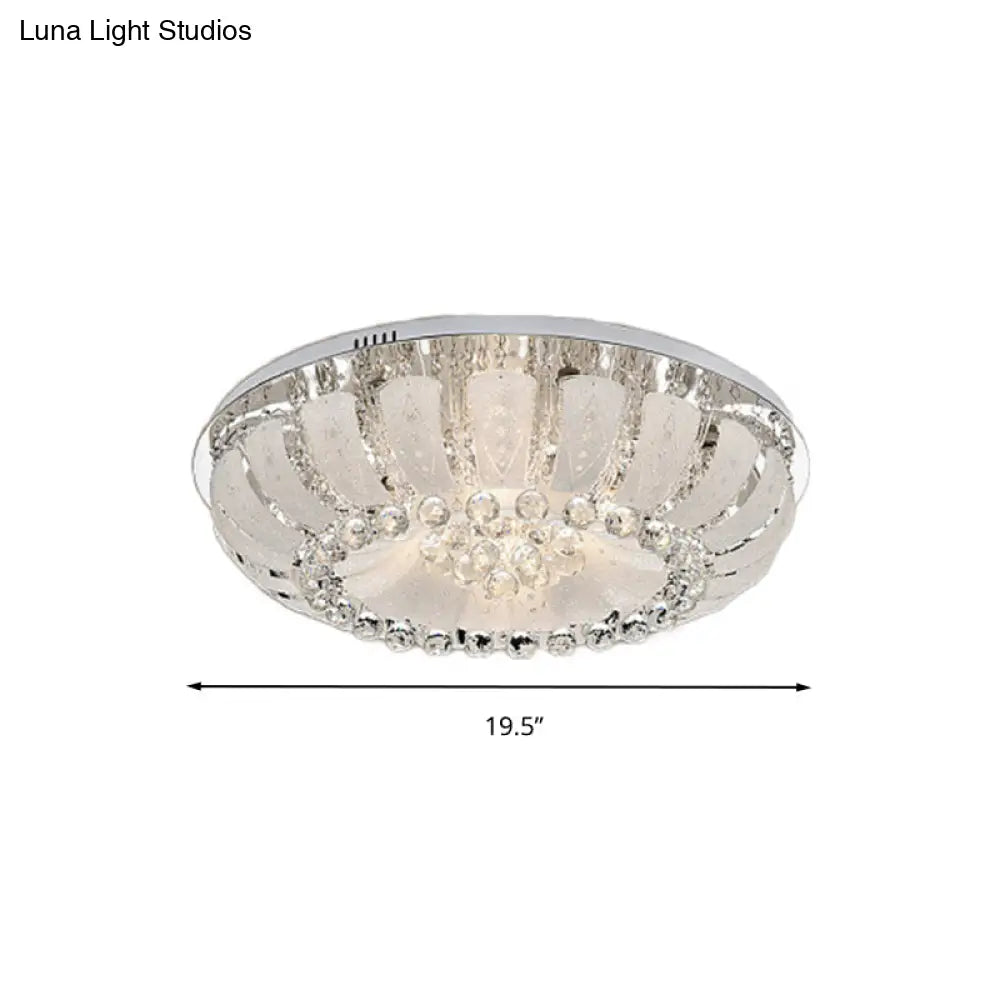 Modern Dome Crystal Ball Flush Light - 19.5’/23.5’ Wide Led Ceiling Lamp