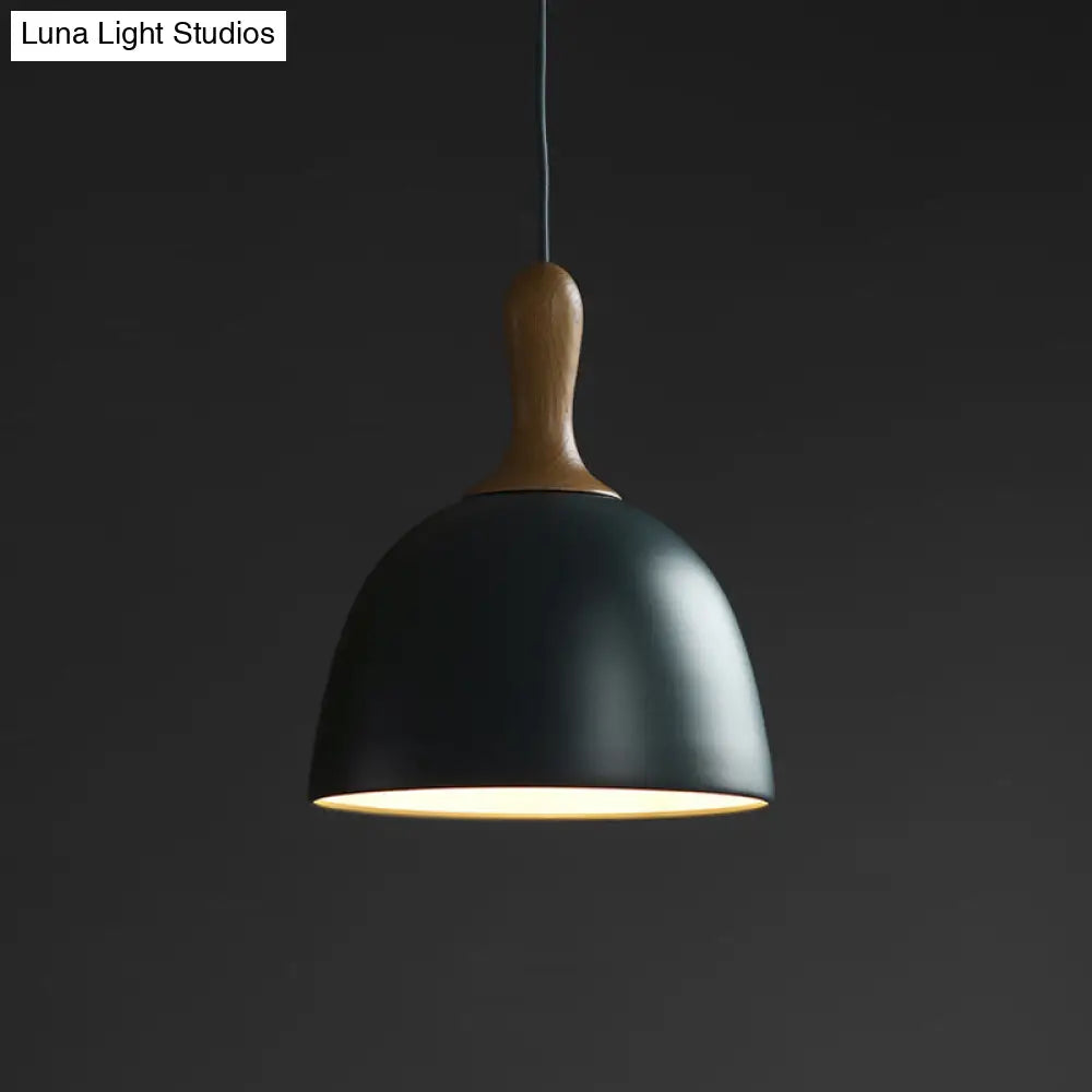 Modern Dome Metal Pendant Ceiling Light - Dark Army Green