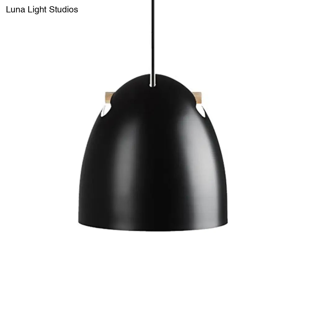 Modern Dome Metal Pendant Lamp - Restaurant Hanging Light Fixtures Black 1 Head