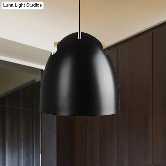 Modern Dome Metal Pendant Lamp - Restaurant Hanging Light Fixtures Black 1 Head