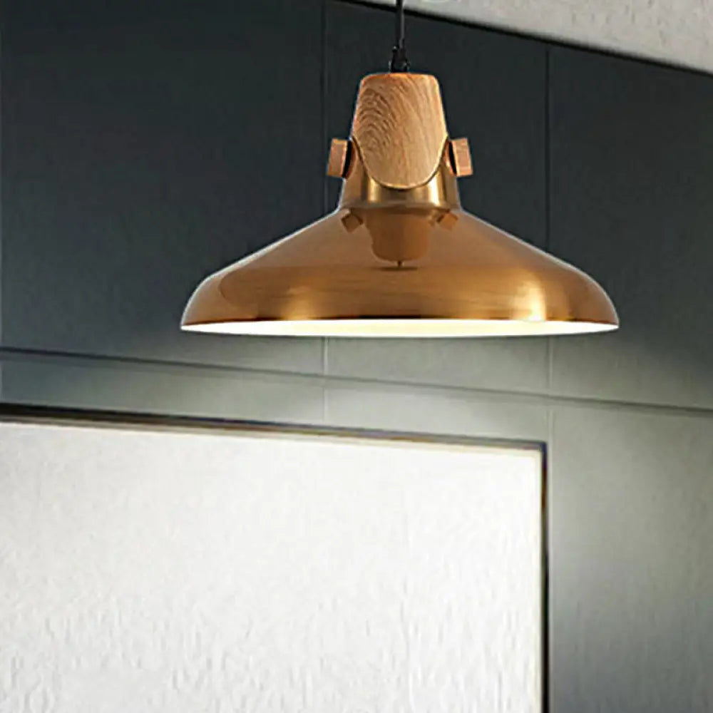 Modern Dome Metal Pendant Lighting - 1-Light Brass Hanging Lamp For Restaurant 8.5’/14’ Wide / 14’