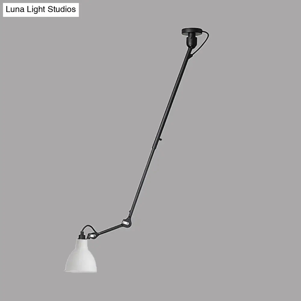 Modern Dome Pendant Lamp With Articulating Arm - Black/Gray Ceiling Light For Kitchen