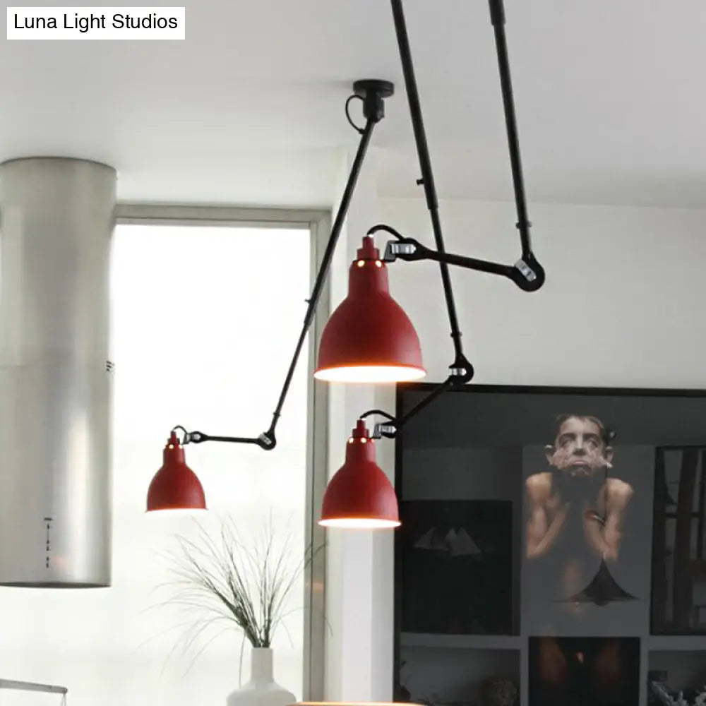 Modern Metallic Dome Pendant Lamp - 1 Bulb Black/Gray Ceiling Light With Articulated Arm For Kitchen