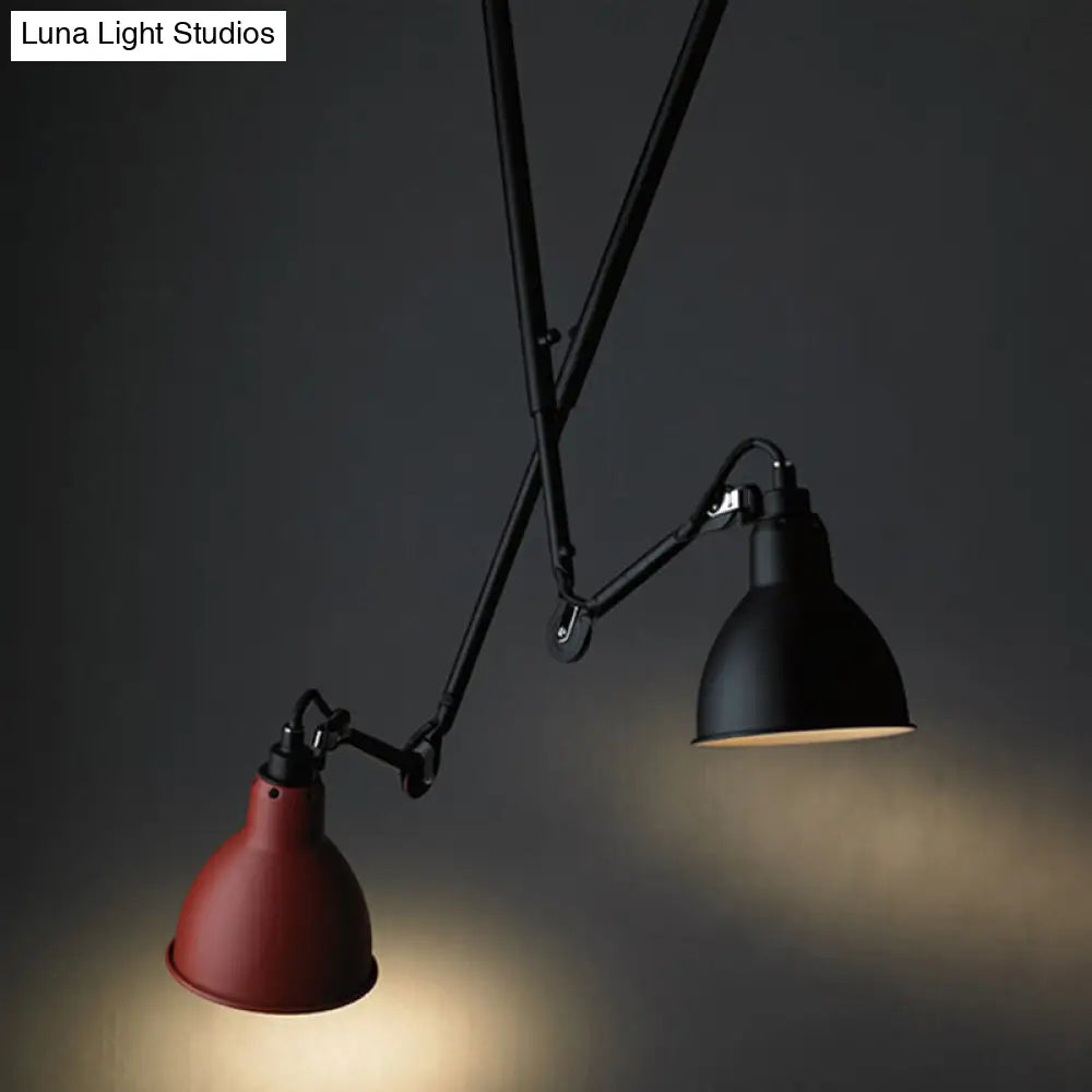 Modern Metallic Dome Pendant Lamp - 1 Bulb Black/Gray Ceiling Light With Articulated Arm For Kitchen