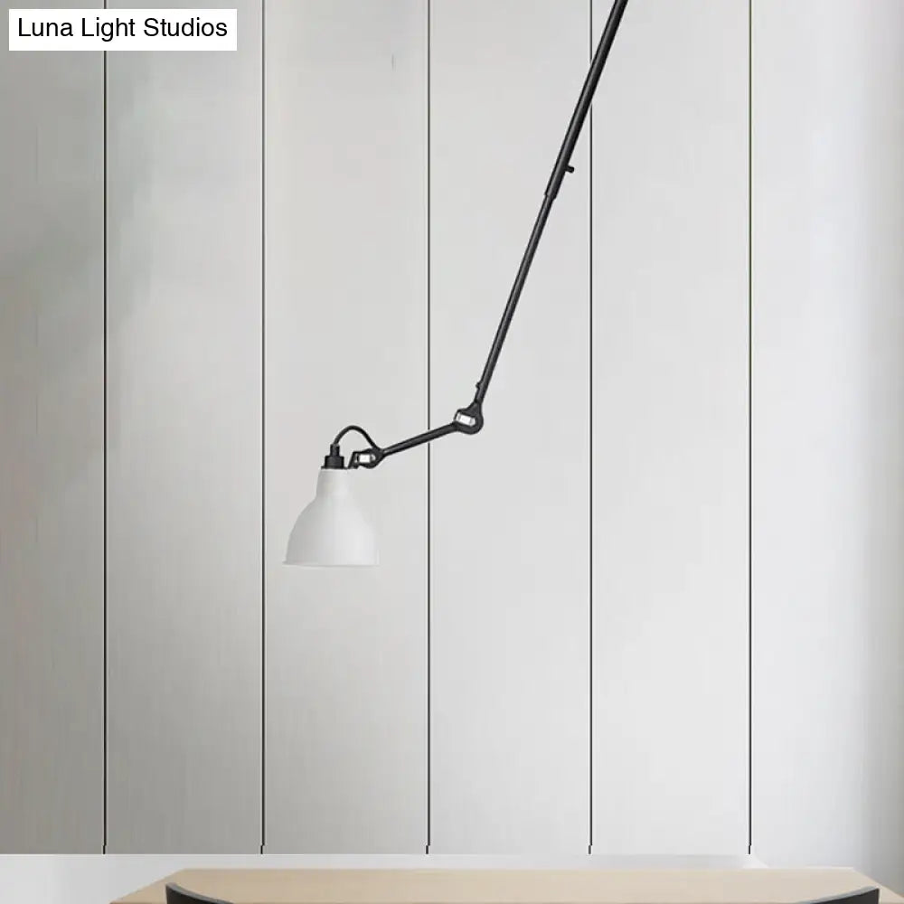 Modern Dome Pendant Lamp With Articulating Arm - Black/Gray Ceiling Light For Kitchen