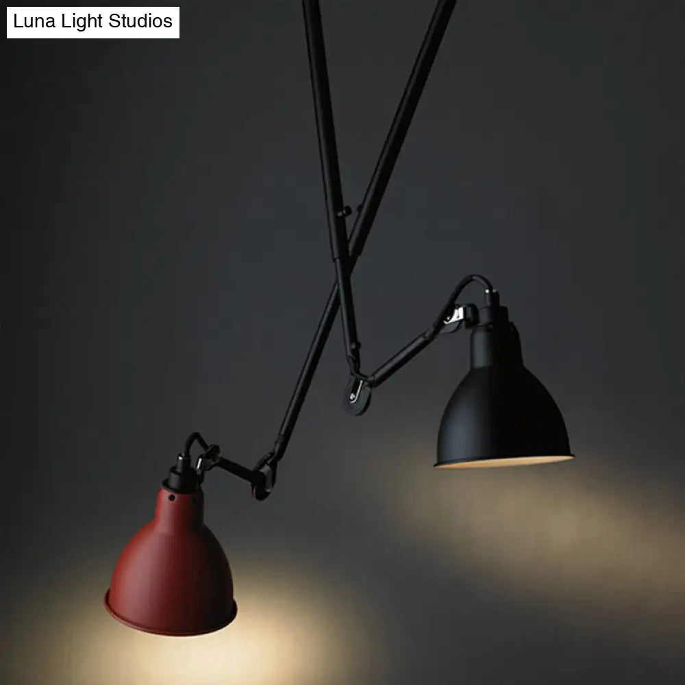 Modern Dome Pendant Lamp With Articulating Arm - Black/Gray Ceiling Light For Kitchen