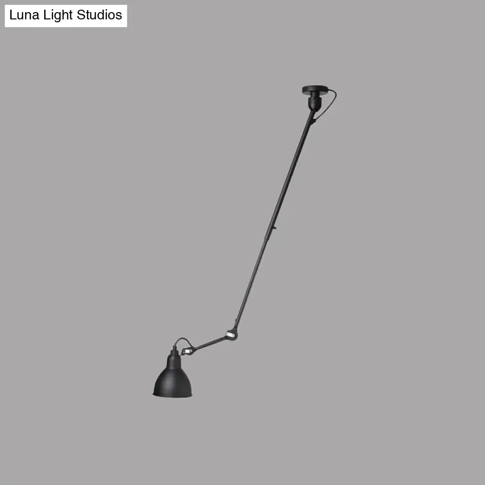 Modern Dome Pendant Lamp With Articulating Arm - Black/Gray Ceiling Light For Kitchen