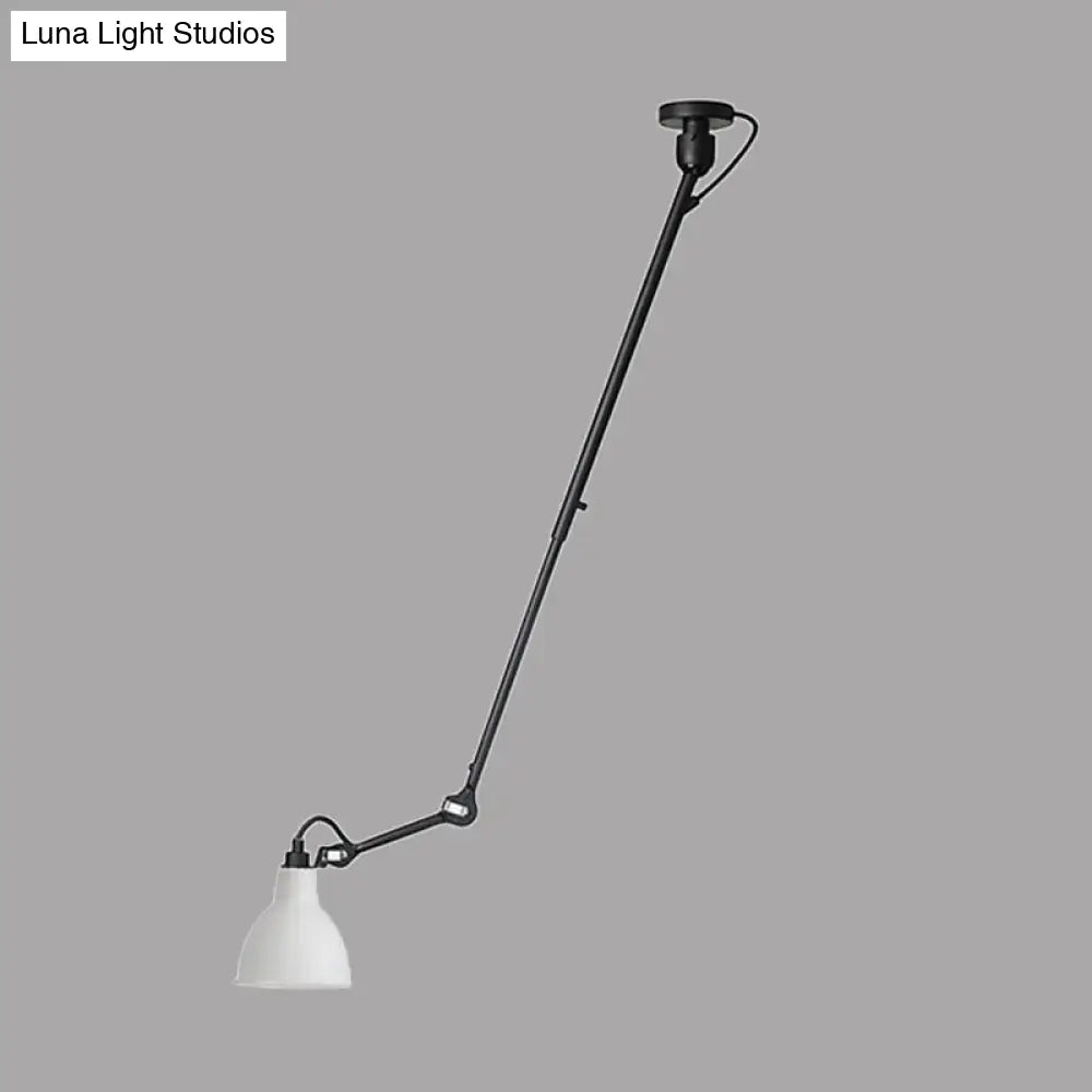 Modern Metallic Dome Pendant Lamp - 1 Bulb Black/Gray Ceiling Light With Articulated Arm For Kitchen