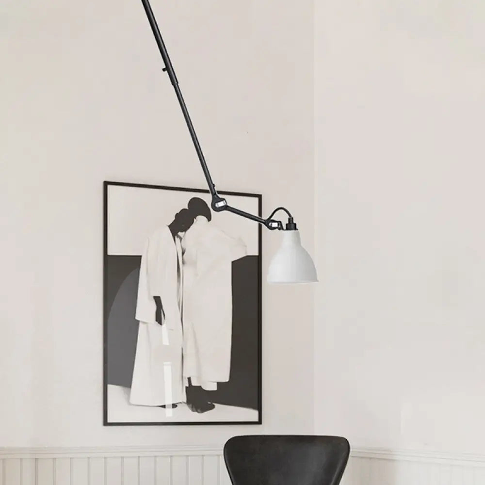 Modern Dome Pendant Lamp With Articulating Arm - Black/Gray Ceiling Light For Kitchen White