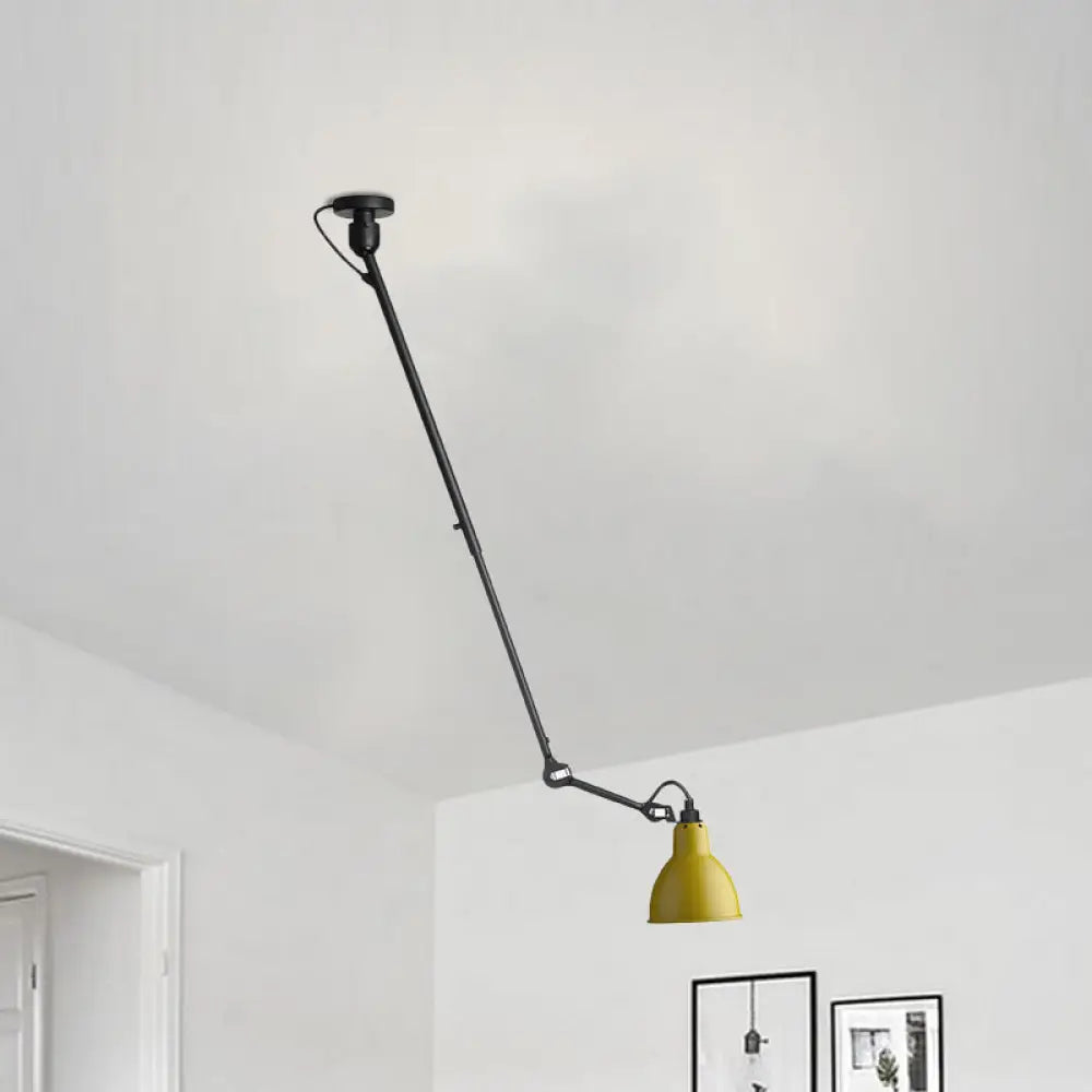 Modern Dome Pendant Lamp With Articulating Arm - Black/Gray Ceiling Light For Kitchen Yellow