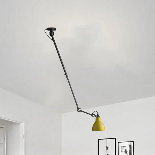 Modern Dome Pendant Lamp With Articulating Arm - Black/Gray Ceiling Light For Kitchen Yellow