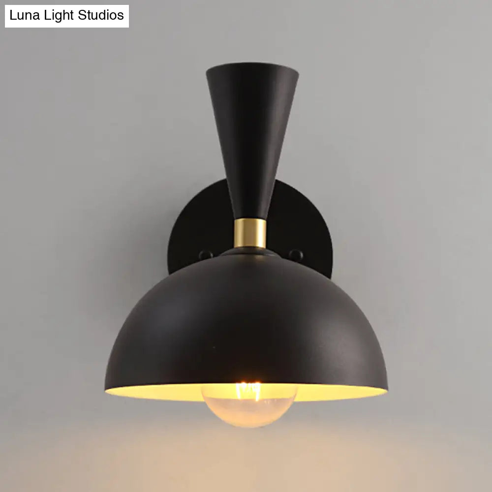 Modern Dome Sconce: Wall Mounted Metal Lighting With Rotating Node Black/White