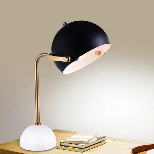 Modern Dome Task Lighting: Metal 1 Head Black Book Light With Curved Arm