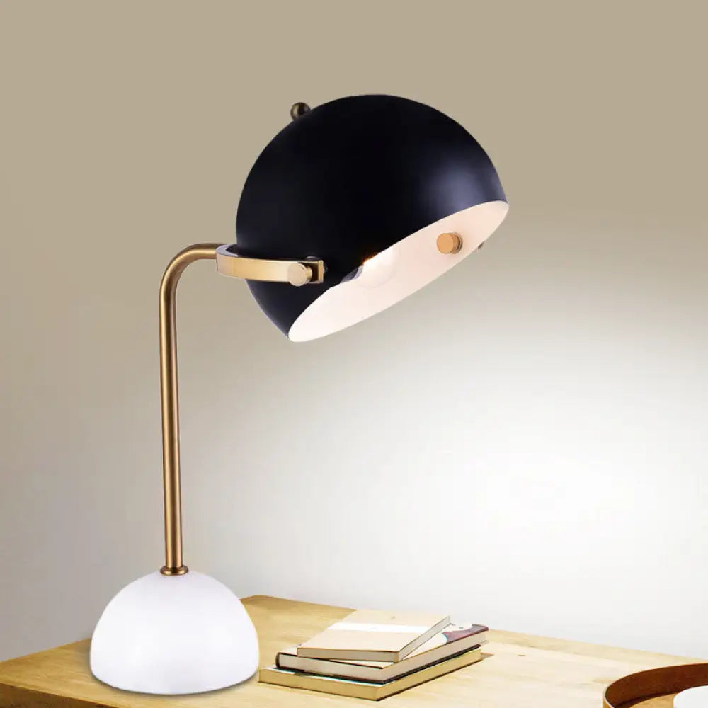 Modern Dome Task Lighting: Metal 1 Head Black Book Light with Curved ...