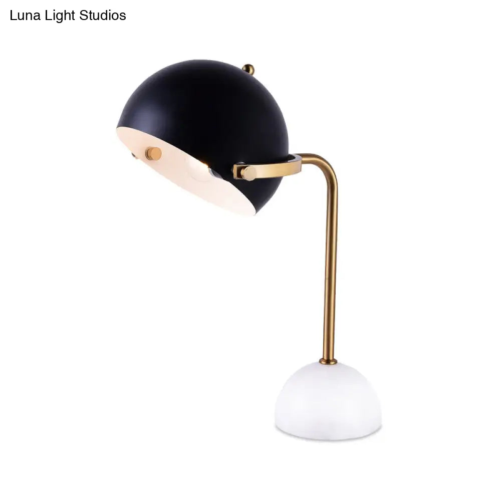 Modern Dome Task Lighting: Metal 1 Head Black Book Light With Curved Arm