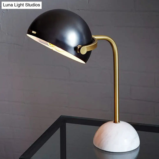 Modern Dome Task Lighting: Metal 1 Head Black Book Light With Curved Arm